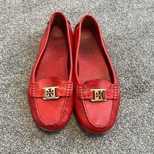 Tory Burch Red Leather Loafers